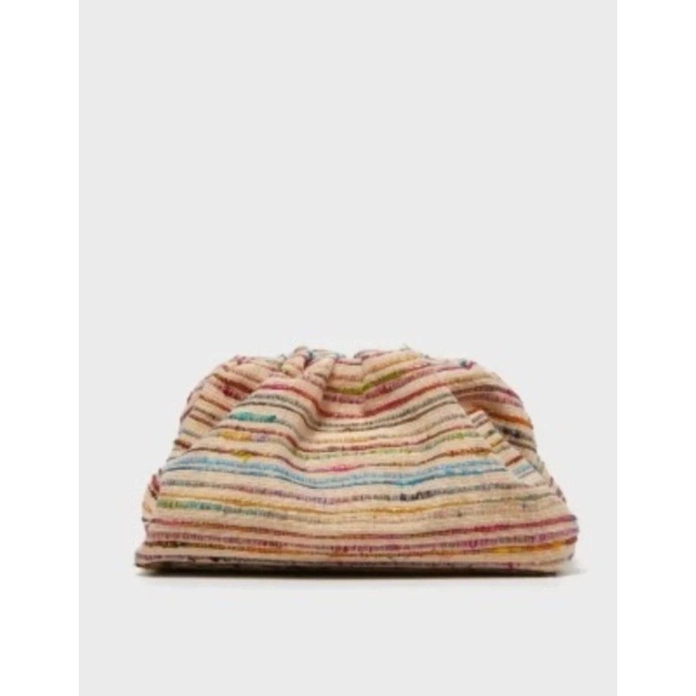 Tuckernuck Party Tweed Mini Slouchy Clutch Bag Multi Color Gold Tweed NEW